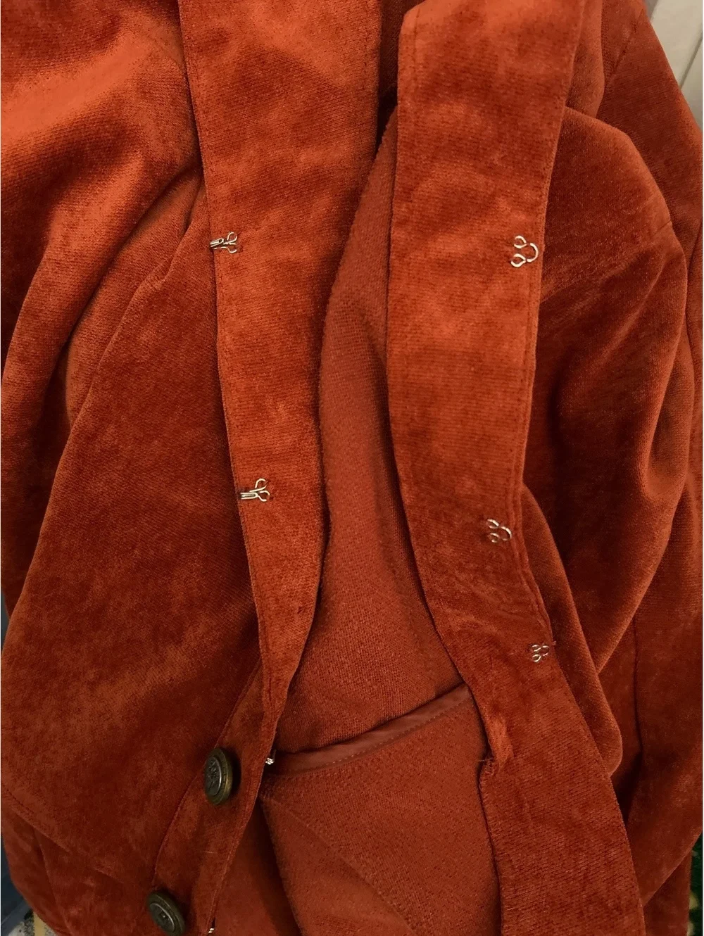 Orange Velvet Button-Up Jacket